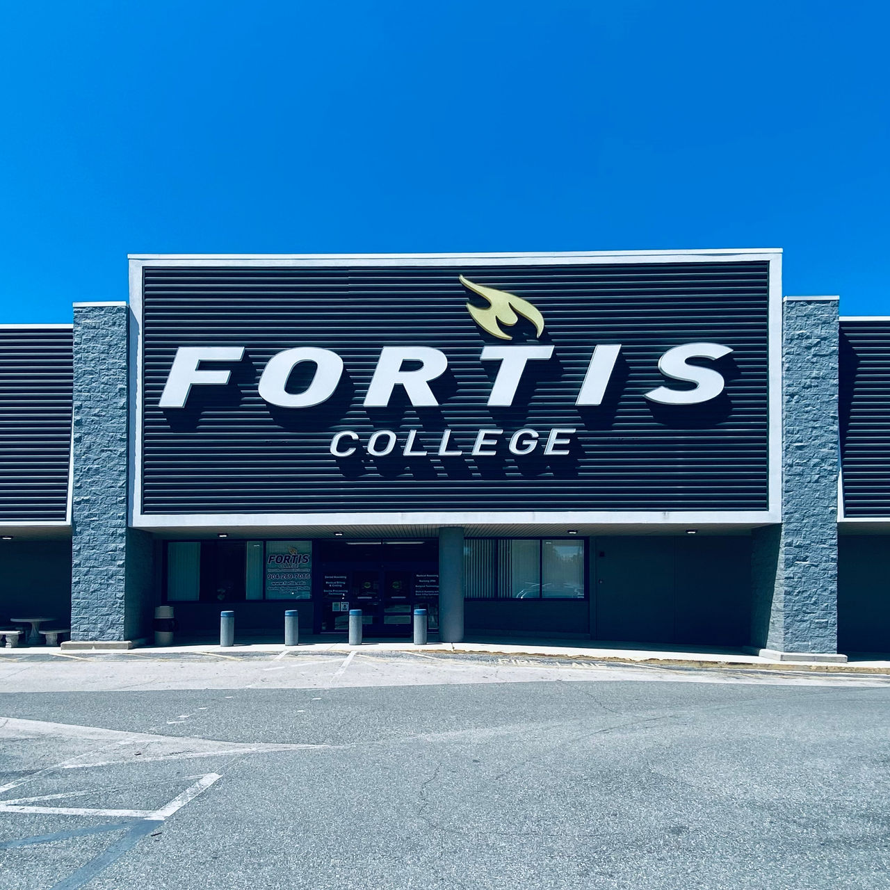 Fortis College building exterior on sunny day